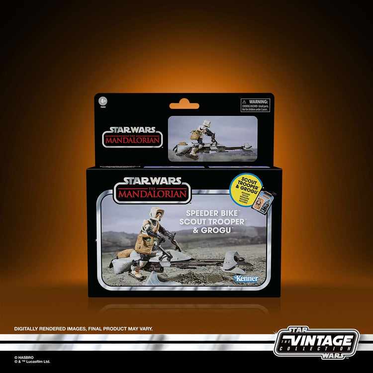 Star Wars The Vintage Collection: Mandalorian Speeder Bike with Scout Trooper and Grogu 3.75" Figure