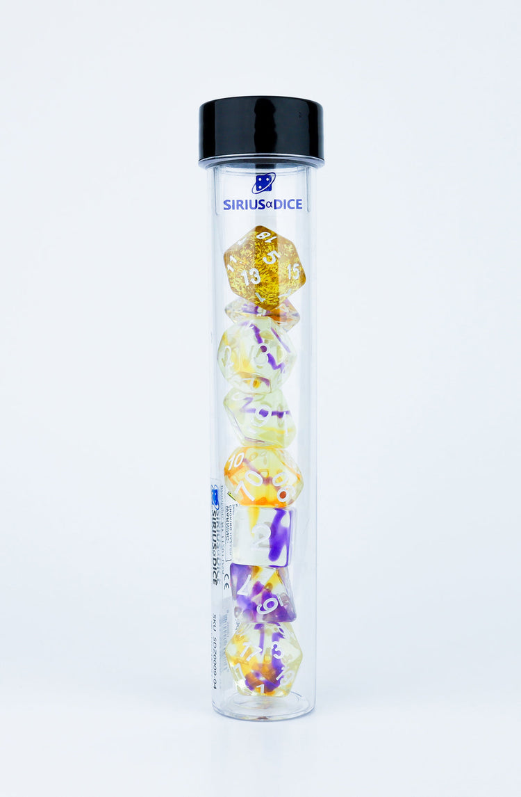 Sirius Dice: Violet Swirl Poly Set