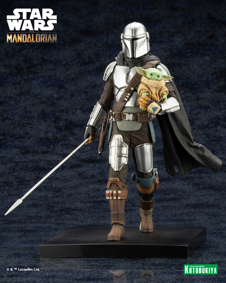 Star Wars: The Mandalorian: Mandalorian & Grogu with Beskar Staff ArtFX+ Statue