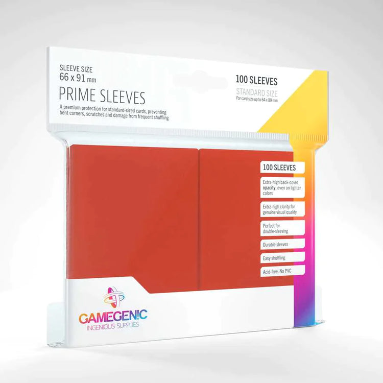 Gamegenic Prime Sleeves: Standard Card Game Size - Red (100)