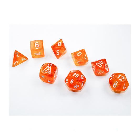 Chessex 7 Dice Set (Borealis Blood Orange/White)
