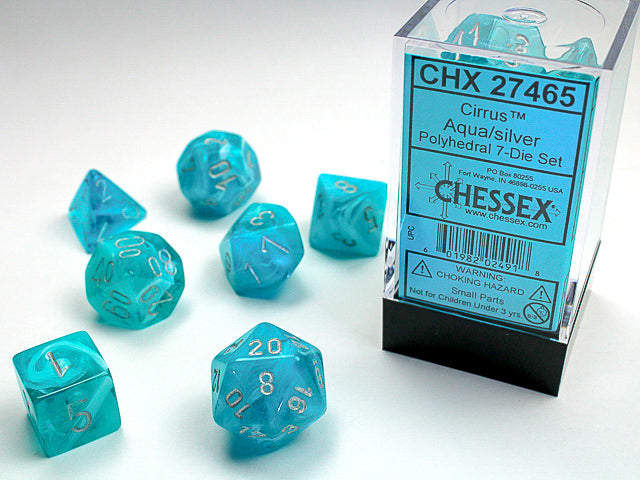 Chessex 7 Dice Set (Cirrus Aqua/Silver)