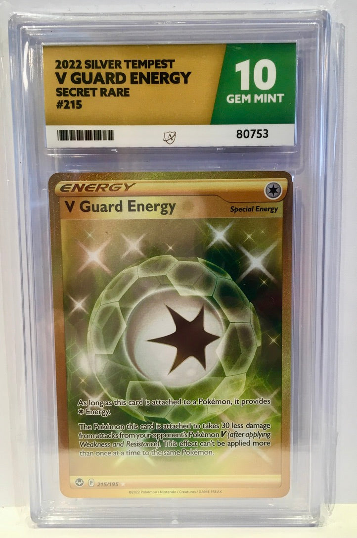 Pokémon TCG: V Guard Energy (Silver Tempest 215/195) - Ace Graded 10 (GEM MINT)