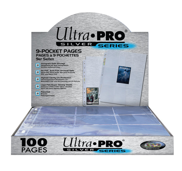 Ultra Pro 9 Pocket Trading Card Pages Silver Series (100 Page Box)