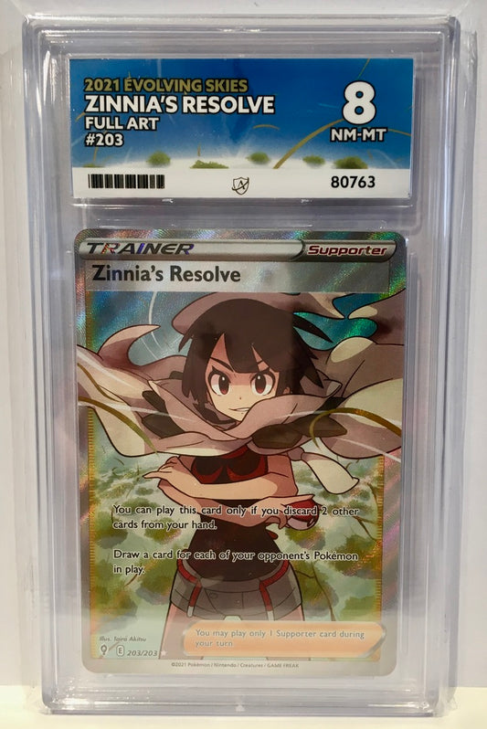 Pokémon TCG: Zinnia's Resolve (Evolving Skies 203/203) - Ace Graded 8 (NM-MT)