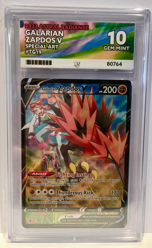 Pokémon TCG: Galarian Zapdos V (Astral Radiance TG19/TG30) - Ace Graded 9 (MINT)