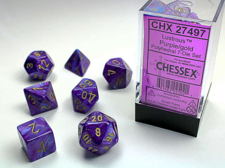 Chessex 7 Dice Set (Lustrous Purple/Gold)