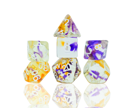 Sirius Dice: Violet Swirl Poly Set